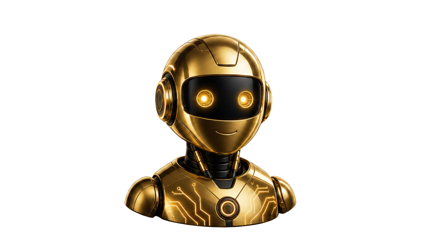 Golden AI robot emblem